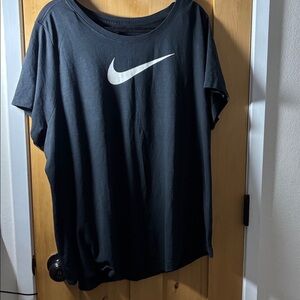 Nike Black Tee with White Swoosh size 2xl